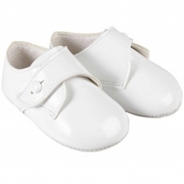 Baby Boys White Patent Button Pram Shoes 'Baypods'